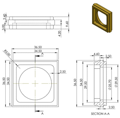 Brass Screw Castor with Rubber Tyre and Square Embellisher