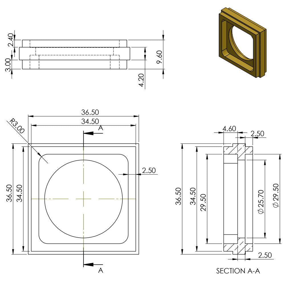 Brass Screw Castor with Square Embellisher