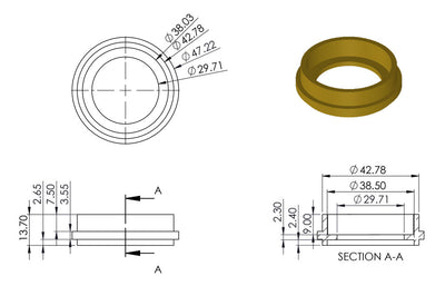 Brass Screw Castor with Rubber Tyre and Round Embellisher