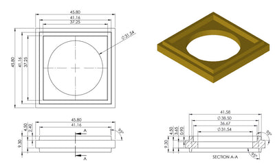 Brass Screw Castor with Rubber Tyre and Square Embellisher