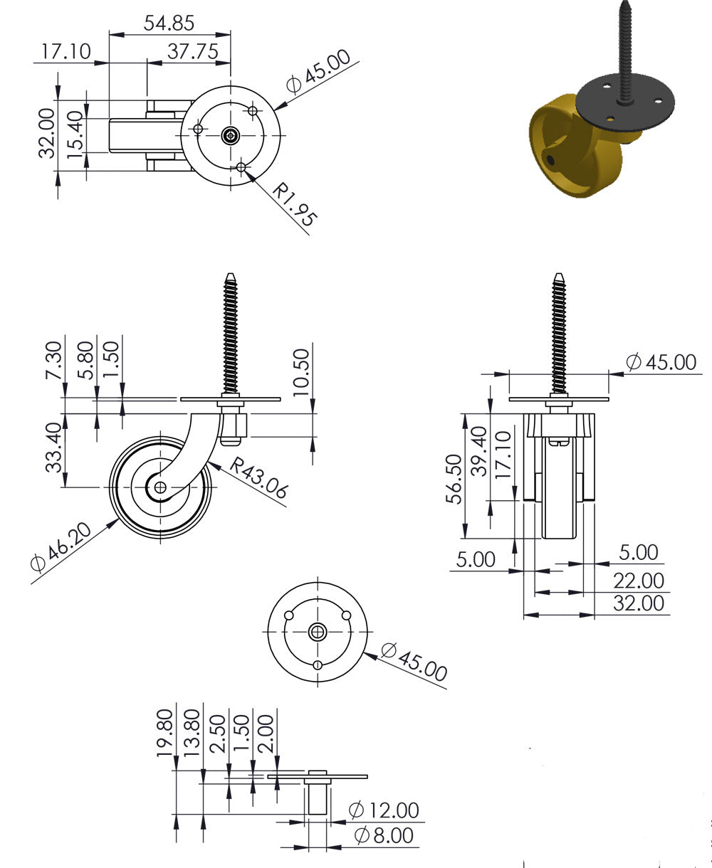 Brass Screw Castor