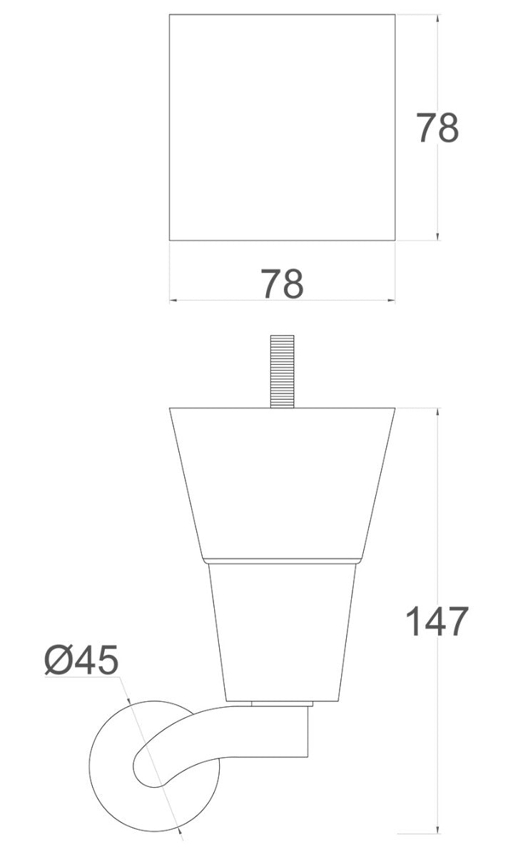 Althea Square Wooden Furniture Legs with Extra Large Castors